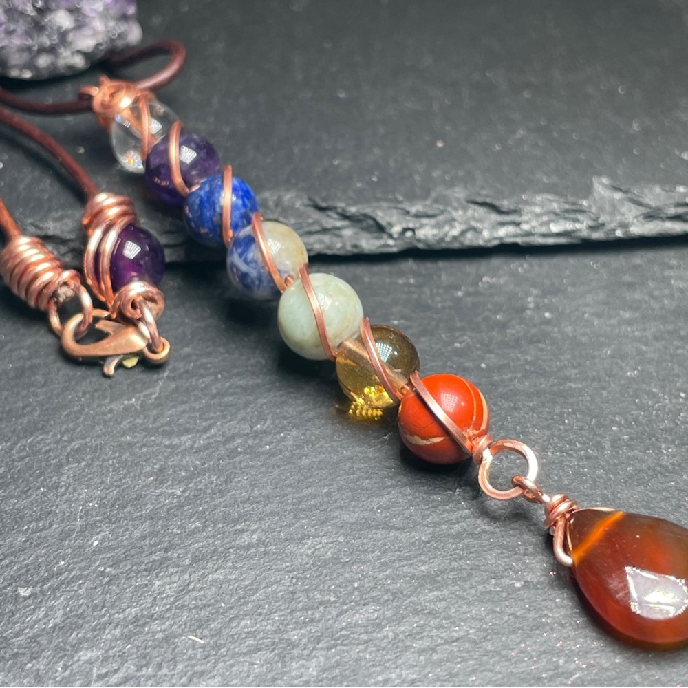 Gemstone Pendant Necklace With Carnelian Focal Boho Artisan Jewelry - Picture 9 of 12